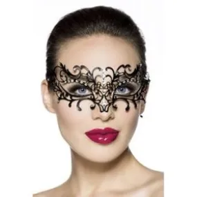 Masque gothique victorien en métal finement ciselé orné de strass