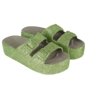 MULES COMPENSEES GLITTER DARK KAKI FEMME - littlecasba.com