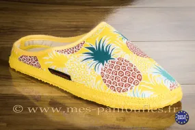 Pantoufles toile été ananas semelle antidérapante