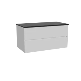 Storke Edge meuble salle de bains suspendu 105 x 52 cm blanc brillant avec Panton tablette simple en mdf enduit de poudre noir m